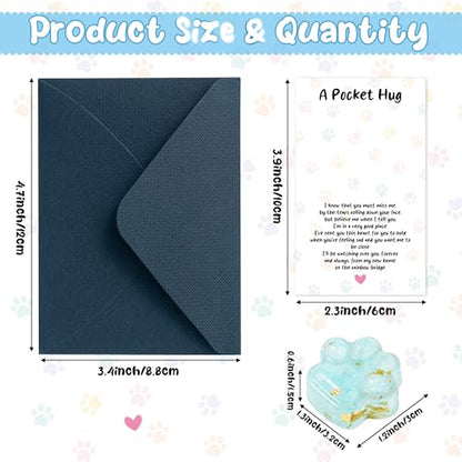 EYxsaxenk Loss of Pet Sympathy Gift - Blue Crystal Mini Paw Pocket Hug with Memorial Card Envelope Remembrance Bereavement Gift for Loss of Dog Cat Sympathy Favor Adult Pet Lover Stress Relief Supply - color: 1pcs Light Blue + I Know Card