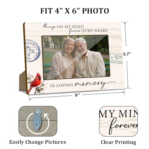 Cardinal Bird Memorial Picture Frame, Sympathy Gifts for Loss Of A Loved One, Christmas Bereavement Gifts, 4x6 Photo Frame for Condolences Keepsake, Home Office Desktop Decoration -001