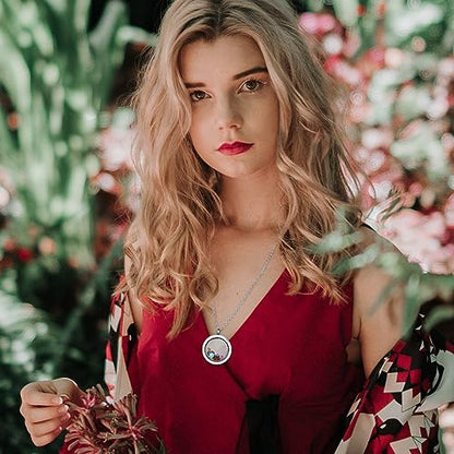 Jovivi 25mm/30mm Living Floating Memory Glass Locket Necklace - Stainless Steel Secure Buckle Closure - color: 30mm(Clear Locket)