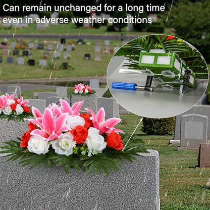 Cemetery Saddle, 3 Pack Headstone Saddles Holders with Foam for Florals and Artificial Flowers for Cemetery Tombstone Memorial Grave Saddles Arrangements