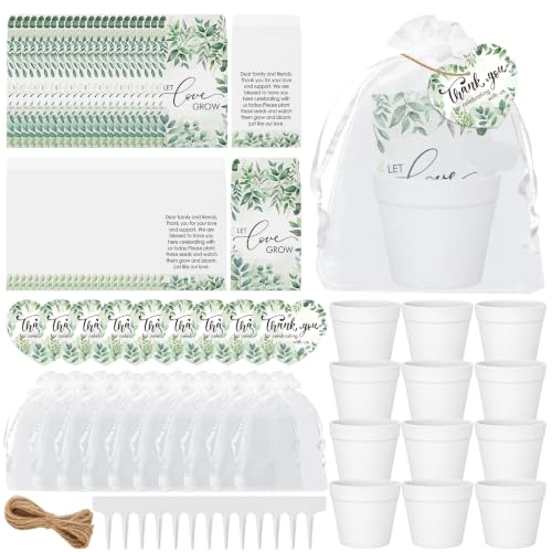 Cinrobiye 50 Sets Let Love Grow Wedding Favors for Guests Seed Packet Bags (Seed Not Include) with Tags & Labels Flowerpot for Bridal Shower Party Favors Bulk Wedding Souvenirs for Guests(Eucalyptus Leaf) - color: Eucalyptus Leaf