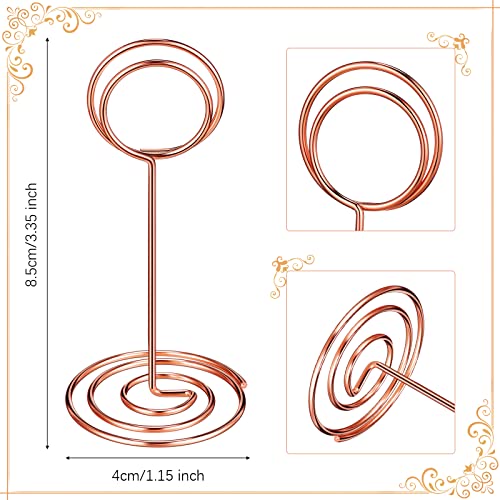 TecUnite 24 pcs 3.35 Inch Picture Clips Table Place Photos Card Holder Gold | Rose Gold number NameCards Holds,Wedding Reception Birthday Party Centerpieces,Durable Metal Wire, Spiral Base - color: Rose Gold