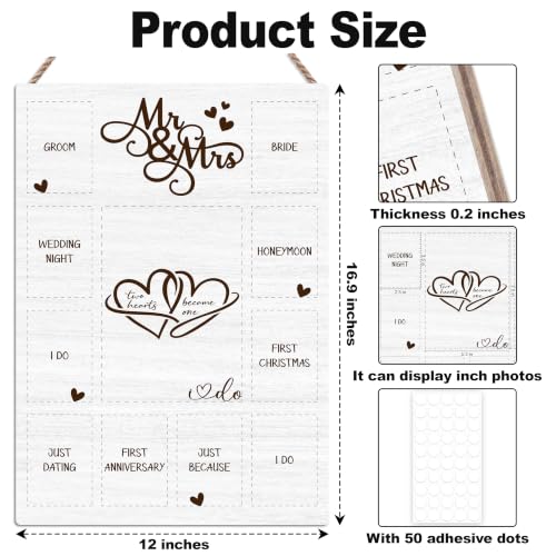 Wedding Photo Board, Collage Photo Hanging Display Picture Board - color: Wedding
