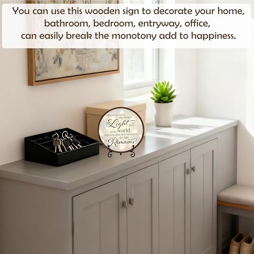 Sympathy Desk Decor Sign, Celebration Of Life Decorations, There Are Some Who Bring A Light Memorial Wood Sign, Decor For Home Bedroom, Wooden Round Decor With Stand-01 - style: Brown Round Sign