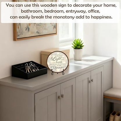 Sympathy Desk Decor Sign, Celebration Of Life Decorations, There Are Some Who Bring A Light Memorial Wood Sign, Decor For Home Bedroom, Wooden Round Decor With Stand-01 - style: Brown Round Sign