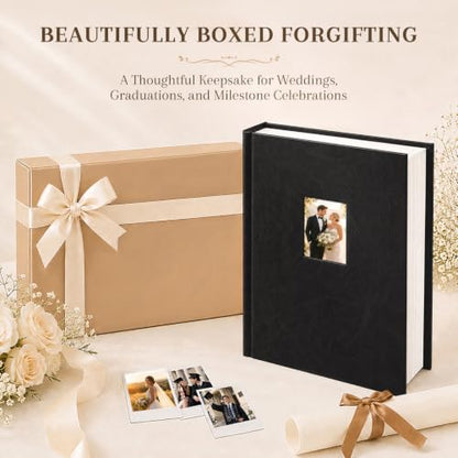 Ruibytree 128 Pockets Instant Mini Photo Album for 2x3 Pictures, Black | Writing Space, Premium Vegan Leather, Flat-Fit Clear Pocket, Wedding Guest Book for Polaroid 2x3 Photos, Graduation Keepsakes - color: 128 Pocket Black