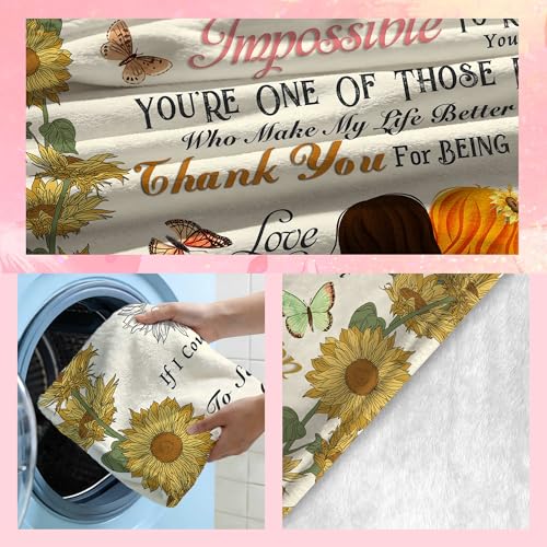 to My Bestie Throw Blanket, Sunflower Girl Silhouette with Heartfelt Quote, Soft Flannel Blanket, Birthday, Mother's Day, Christmas & Friendship Day 50x60 Inch - color: Friend-3
