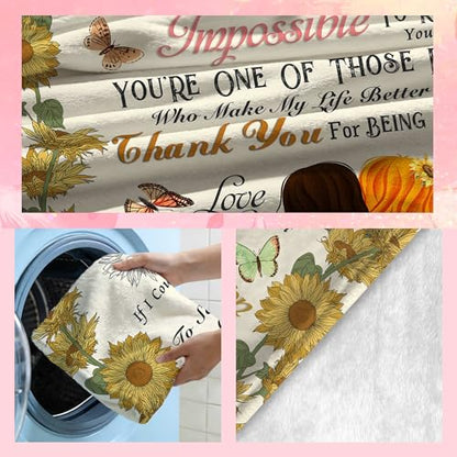to My Bestie Throw Blanket, Sunflower Girl Silhouette with Heartfelt Quote, Soft Flannel Blanket, Birthday, Mother's Day, Christmas & Friendship Day 50x60 Inch - color: Friend-3