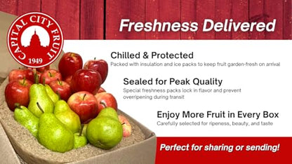 Capital City Fruit Signature Fresh Fruit Gift Basket with Apples, Pears, Crackers, Honey and Nuts (With Sympathy)