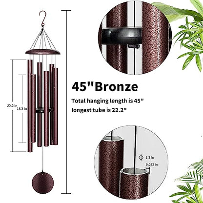 Wind Chimes Outdoor Deep Tone, 45 in Large Wind Chimes for Outside, Wind Chime Gifts for Mother's Day/Housewarming/Christmas