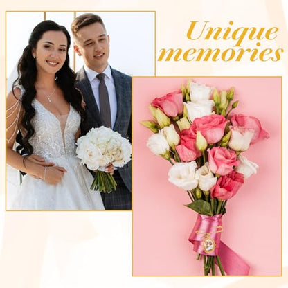 Wedding Bouquet Photo Charm, Lacy Oval Glass Picture Frame Memory Pin - color: Gold