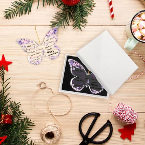 Retirement Gifts for Women, Purple Butterfly Acrylic Keepsake Be Proud of the Difference You've Made Wall Hanging with Gift Box, Inspirational Farewell Gift, Bestie Gifts for Your Loved Ones - color: Tui