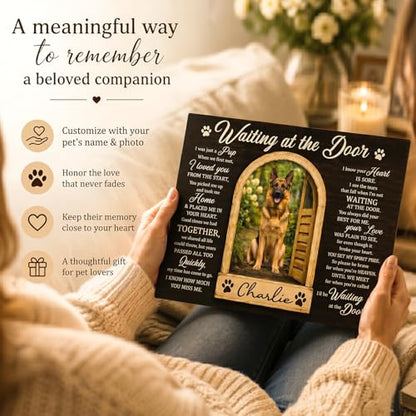 Dog Memorial Gifts for Loss of Dog, Personalized 3.5x5 Inch Picture Frame, Pet Remembrance Keepsake, Wooden Tribute Plaque, Loss of Pet Sympathy Gift, Bereavement Decor (Arch)