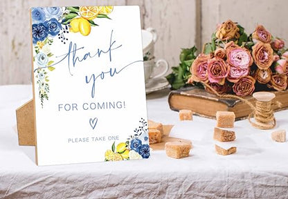 Floral Wedding Thank You for Coming Sign, Something Blue Bridal Shower Sign, Wooden Blue Lemon Bridal Shower Decorations, Party Supplies for Engagement Wedding Must Have for Reception and Ceremony, 37