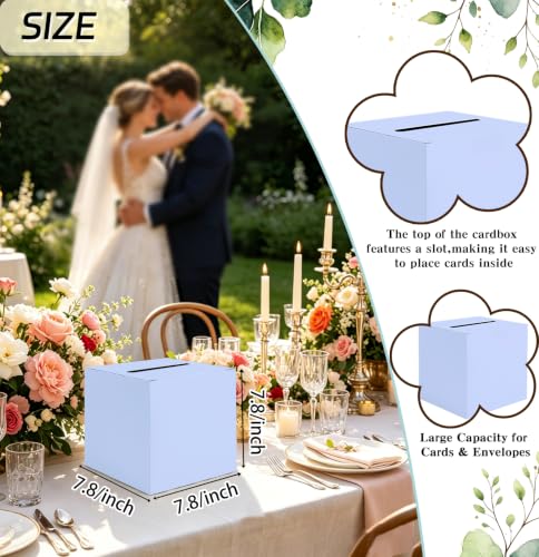 SietDESEO Lavender Card Box with Slot Money Gift Card Box Holder for Party Wedding Reception Birthday Graduation Bridal Shower Baby Shower Diaper Raffle Box - color: LAVENDER CARD BOX, size: 7.8 X 7.8 X 7.8 INCH