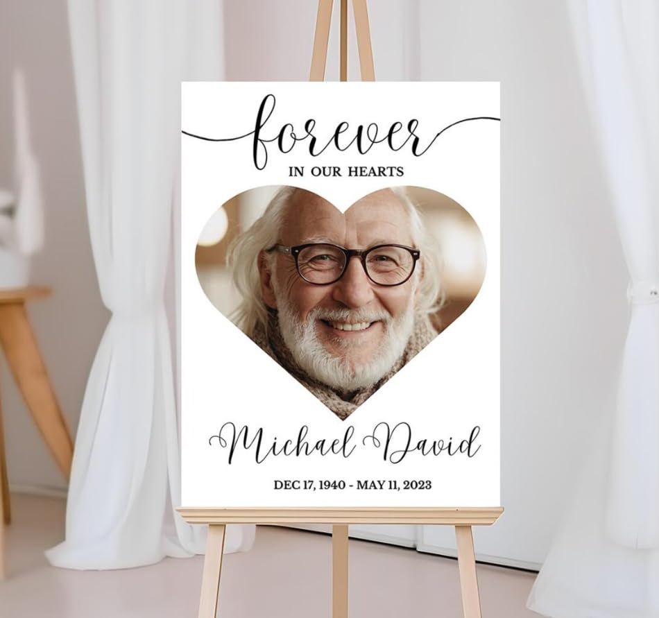 Personalized Memorial Welcome Sign, Funeral Welcome Sign with Photo, Heart Funeral Welcome Sign Template, Celebration of Life Memorial Poster, In Loving Memory Sign, In Loving Memory Photo Sign, Heart Funeral Sign