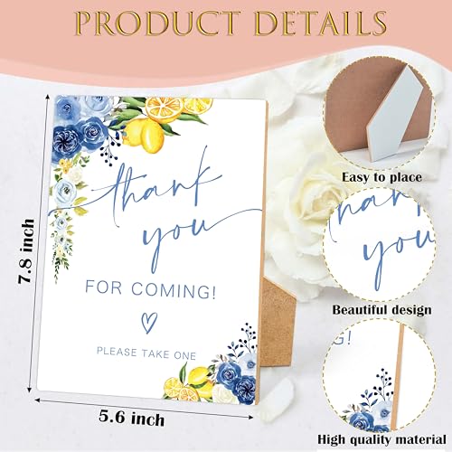 Floral Wedding Thank You for Coming Sign, Something Blue Bridal Shower Sign, Wooden Blue Lemon Bridal Shower Decorations, Party Supplies for Engagement Wedding Must Have for Reception and Ceremony, 37