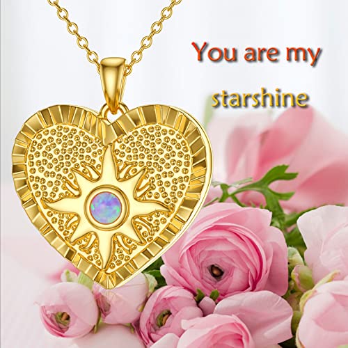 SOULMEET 10K 14K 18K Solid Gold Personalized Sunflower/Starburst/Cross/Rose/Lotus/Butterfly/Turtle/Celtic/Bee Heart Locket Necklace That Holds Picture Gift Choice - style: B2-Starburst gold locket only