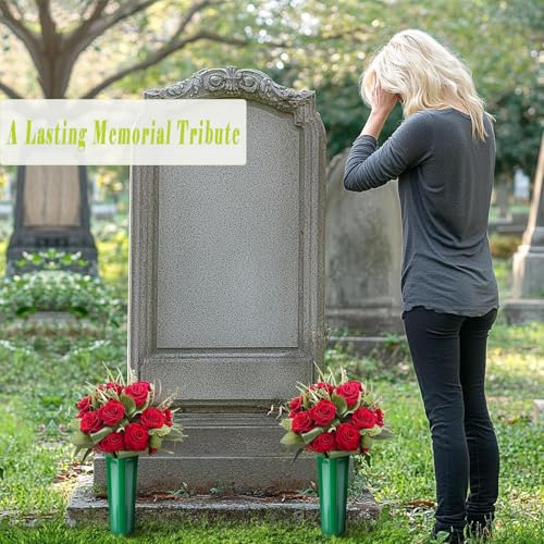 10-Pack Cemetery Vases with Spikes for Graves - color: Green