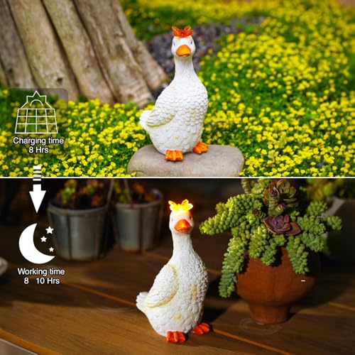Goodeco Garden Goose with Solar Butterfly Statue - color: Off-white