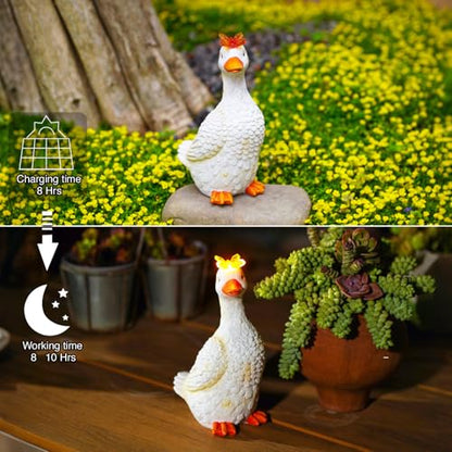 Goodeco Garden Goose with Solar Butterfly Statue - color: Off-white