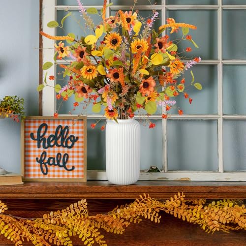 Artificial Fall Flowers for Cemetery, Fake Sunflower, 4Pcs, 23 in - color: Orange-4pcs