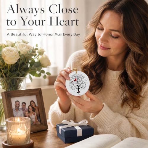 Mom Memorial Ornament, Cardinal Memorial Gift for Loss of Mother, First Christmas Without Mom Ornament, in Loving Memory Keepsake for Daughter Son, Sympathy Remembrance Gift for Family