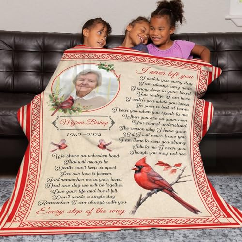 Personalized Memorial Blankets with Photos, in Memory of Loved One Gifts, Sympathy Bereavement Cardinal Blanket for Loss of Mom Dad Grandma Husband Son Daughter - color: New Arrivals-1