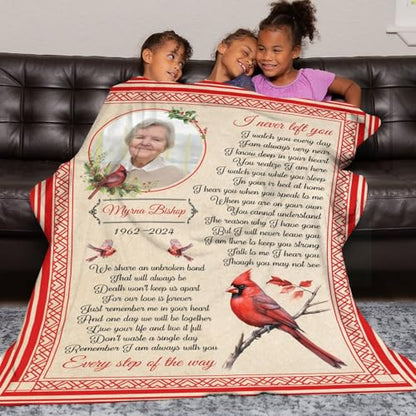Personalized Memorial Blankets with Photos, in Memory of Loved One Gifts, Sympathy Bereavement Cardinal Blanket for Loss of Mom Dad Grandma Husband Son Daughter - color: New Arrivals-1