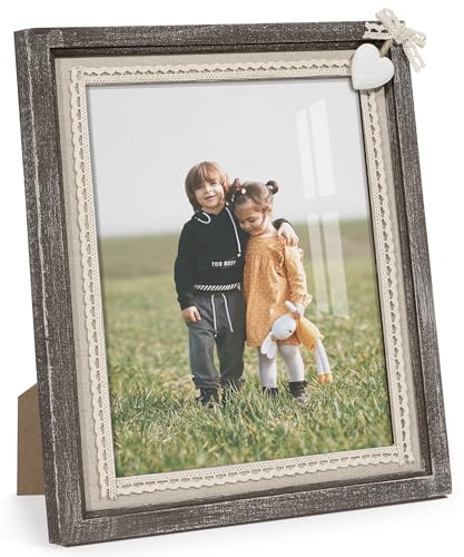 Sapowerntus 8x10 Rustic Picture Frames Wooden Farmhouse Heart Photo Frame - size: 8x10 in (single)