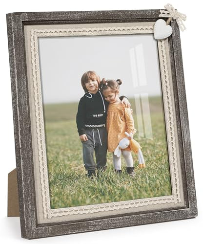 Sapowerntus 8x10 Rustic Picture Frames Wooden Farmhouse Heart Photo Frame - size: 8x10 in (single)