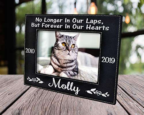 Stocking-Factory Personalized Cat Sympathy Gift Picture Frame Pet Loss Engraved (Gold or Silver) Photo Plaque In Loving Memory Beloved Dog