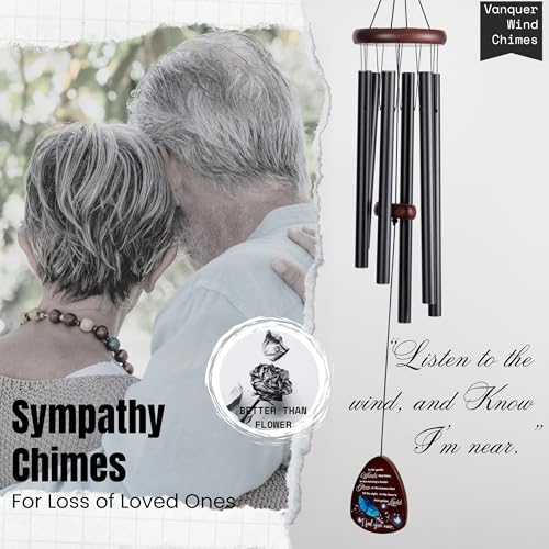 Memorial Wind Chimes for Loss of Loved One, Windchimes in Memory of a Loved One, Sympathy Gift Baskets, Bereavement Condolence Gifts, Memorial Gifts for Loss of Mom, 32" Sympathy Blue Butterfly, Black - size: 32" Blue Butterfly
