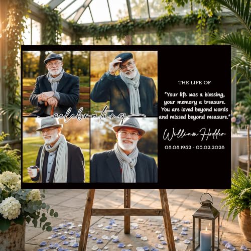 Custom Funeral Welcome Sign, Personalized Celebration of Life Welcome Sign, Funeral Poster Board, Memorial Picture Board, Memory Sign for Funeral, Celebration of Life Decor, Funeral Decorations #10 - color: Background#10