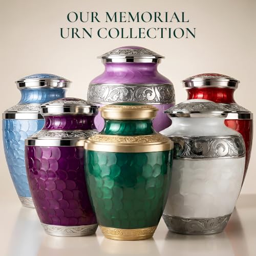 Personalized Gold & Green Cremation Urns for Human Ashes Adult Set of 6 - color: Royal Teal Urn Set - Custom