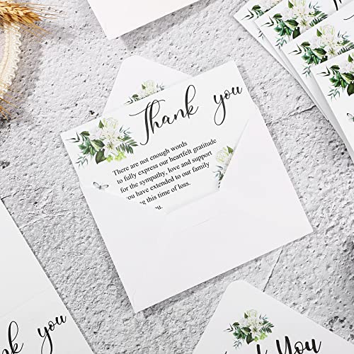 Marspark 50 Pack Thank You Sympathy Cards Funeral Thank You Cards with Envelopes and Message Memorial Sympathy Greenery Bereavement Notes for Funeral Family Friends Loved Ones(Lily)