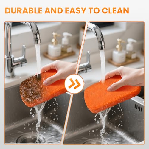 Griddle Cleaning Kit for Blackstone with 8 Scouring Pads & 1 Handle | Flat Top Grill Cleaning Kit, Griddle Accessories, Multi-Functional Scrubber Pads, Easy to Use & Clean (9 PCS) - color: Orange-9 Pcs
