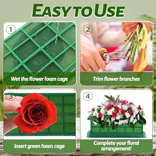 3 Pcs Floral Foam Cage,Flower Cage Holder Foam,Green Rectangle Foam Cage Blocks for Fresh Flowers,Wedding,Home Decorations - size: 3 Pcs