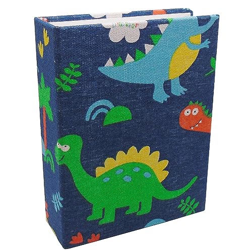 Small Photo Album for Kids, 100 Pockets 4x6 Bookshelf Baby Picture Album, Slip-in Linen Cover Photo Book for Family(Dino) - color: Dinosaur