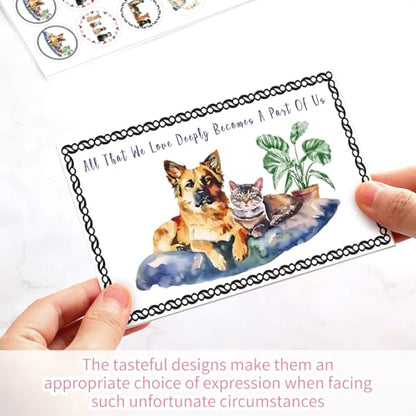 Geyoga 36 Set Pet Sympathy Card with Envelope Bulk, Watercolor Style - color: Watercolor Style