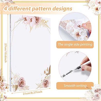 Teling 48 Sheets Decorative Printer Paper Writing Scrapbook Wedding Program Paper 8.27 x 10.6 Inches Greenery Flower Border Writing for Drawing Office Thank Greeting Stationery Supplies(Reed) - style: Reed