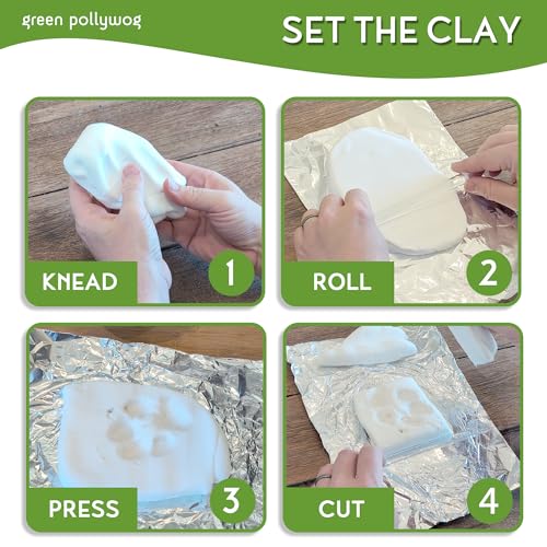 Green Pollywog Paw Print Hinged Photo Frame with Clay Print Kit - size: Clay Paw Print Kit + Frame
