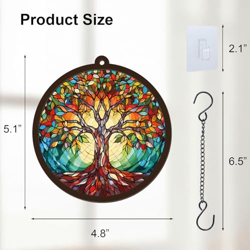 Memorial Suncatcher - Tree of Life - Sympathy Gift for Loss of Loved One - Condolence Bereavement Gifts - Remembrance Funeral Keepsake DIY Hanging Chain Suncatcher with Card - color: Tree of Life Memorial