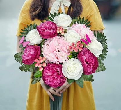 Artificial Cemetery Flowers,Memorial Flowers,Beautiful Arrangements for Headstones,Silk Hydrangea Rose Lily Daisy