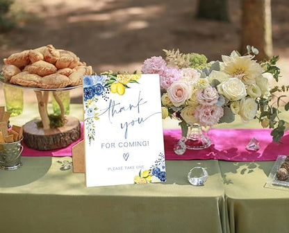 Floral Wedding Thank You for Coming Sign, Something Blue Bridal Shower Sign, Wooden Blue Lemon Bridal Shower Decorations, Party Supplies for Engagement Wedding Must Have for Reception and Ceremony, 37