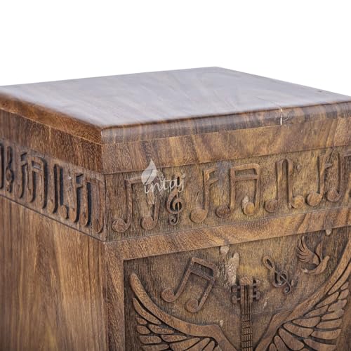 Guitar Wings Keepsake Urns for Human Ashes, Set of 4, Rosewood | Hand-carved solid sheesham rosewood, screw-locked sliding base, four urns of 20 cu in each to share among family - color: Rosewood, size: Keepsake Set of 4 (20 lbs each)