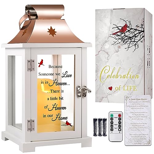 Memorial Lantern, Sympathy Gifts for Loss of Mom/Dad/Loved One, Bereavement Gifts, in Memory of Loved One Lantern,Celebration of Life, Memorial Gifts, Funeral Lantern,Because we Love is in Heaven - color: Because Someone we LOVE is in Heaven