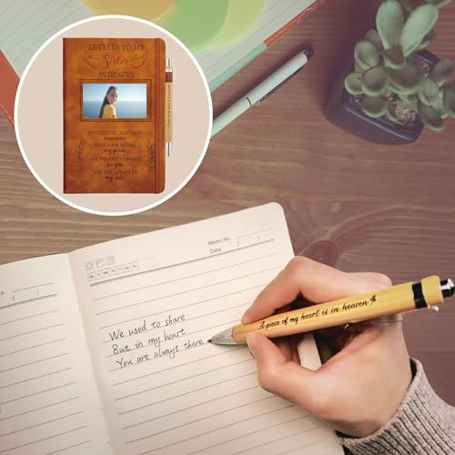 Sister Grieving Gift, Sympathy Condolence Remembrance Memorial Gifts | Letters To My Sister In Heaven Faux Leather Journal Window Cover 200 Pages A5 Lined for Family Friend Who Loss of Sister - style: Sister