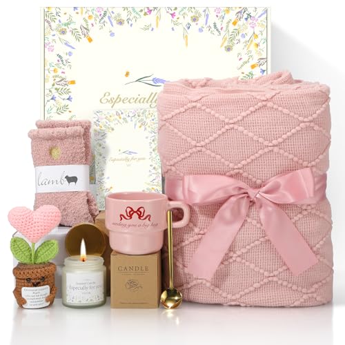 Get Well Gifts for Women Care Package - Surgery Recovery & Chemo Comfort Box, Feel Better Basket for Her After Miscarriage or Illness,Surgery Cancer, Encouraging Self-Care Gift(Pink Pink) - color: Pink Pink