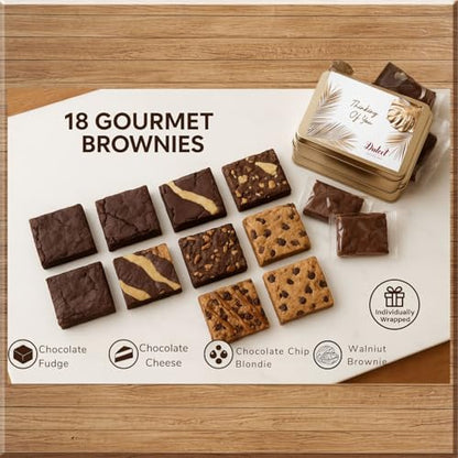 Thinking Of You Baskets For Women - 18 Individually Wrapped Brownies Freshly Baked in a Variety of Flavors - Dulcet's Signature Flavored Fudge Brownies - Gift Box Comes with Thinking of You Card - style: Thinking of You